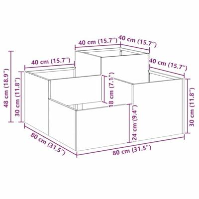 VidaXL Tuin bloempot zilver 80 x 80 x 48 cm gegalvaniseerd staal