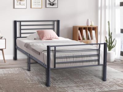 Eenpersoonsbed SAMUEL 90x200 cm donkergrijs Eenpersoonsbed SAMUEL 90x200 cm donkergrijs