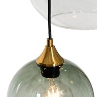 QAZQA Art Deco Hanglamp messing met blauw glas rond 7-lichts - Sandra - thumbnail