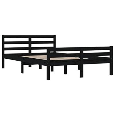 Bedframe massief hout zwart 140x190 cm - thumbnail