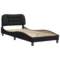Bedframe met hoofdbord kunstleer zwart 90x190 cm - thumbnail