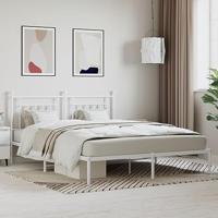Bedframe met hoofdbord metaal wit 160x200 cm - thumbnail