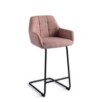 Jesper Home Barkruk 'Noto' Arch Black, kleur Vintage Rose (zithoogte 65cm) - thumbnail