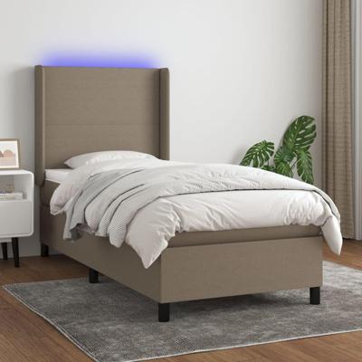 Boxspring met matras en LED stof taupe 90x190 cm