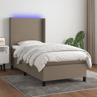 Boxspring met matras en LED stof taupe 90x190 cm - thumbnail