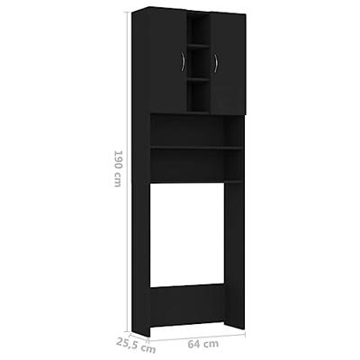 Wasmachinekast 64x25,5x190 cm zwart - thumbnail