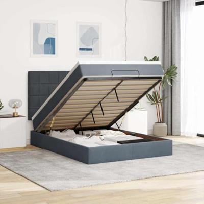 Ottoman bed met matrassen 140x190cm fluweel donkergrijs