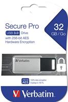 Verbatim Secure Pro USB-stick 32 GB Zilver-zwart 98665 USB-A 3.2 Gen 1 - thumbnail