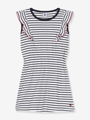 Gestroomde kinderjurk van katoen PETIT BATEAU marineblauw