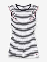 Gestroomde kinderjurk van katoen PETIT BATEAU marineblauw - thumbnail