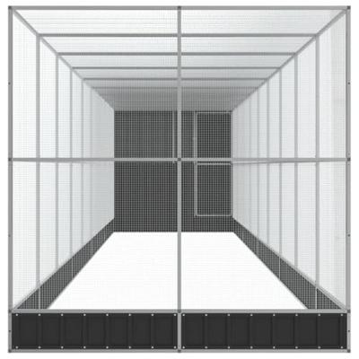 vidaXL Volière met verlengstuk 1037x203x216 cm staal zilverkleurig, vogelvolière, papegaaienkooi, grote papegaaienkooi, parkietenkooi, grote vogelkooi