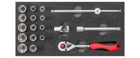Gedore R22150020 Dopsleutelset 3/8 (10 mm), 1/2 (12.5 mm) 18-delig - thumbnail