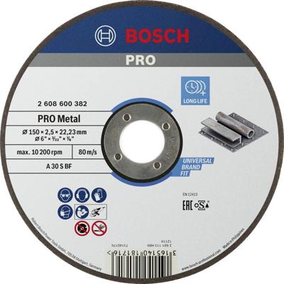 Bosch Accessoires Doorslijpschijf recht Expert for Metal A 30 S BF, 150 mm, 22,23 mm, 2,5 mm - 1 stuks - 2608600382