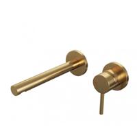 Brauer Gold Edition Wastafelmengkraan inbouw - rechte uitloop links - hendel lang smal - model A 1 - PVD - geborsteld goud 5-GG-004-S2-65 - thumbnail