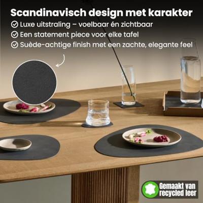 LIND DNA Onderzetters Nupo - Leer - Dark Blue - 13 x 11 cm - 4 Stuks