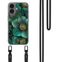 iPhone 17 hoesje met zwart koord - Emerald flowers - thumbnail