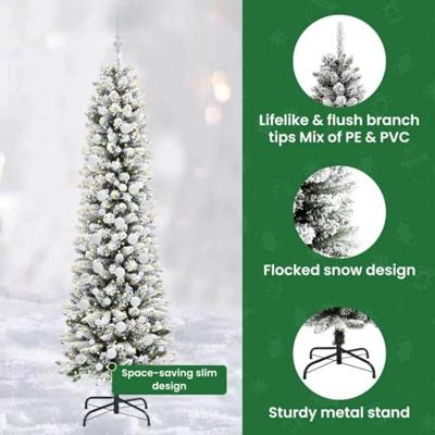 Kunstkerstboom met 300 LED Wit 210 cm PVC en Metaal en Plastic