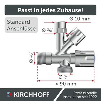 Kirchhoff Haakse-apparaatkraan, 1/2"ET x 3/4"ET x 3/8ET x 10 mmQ - 98480090