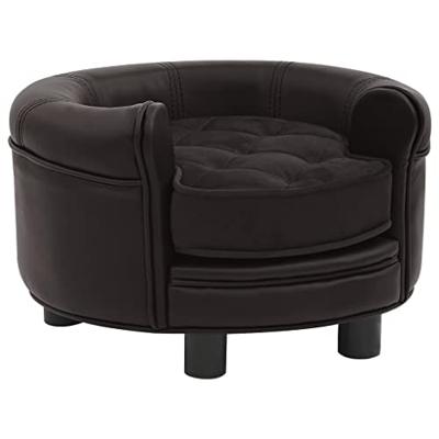 VidaXL Hondenbank 48x48x32 cm pluche en kunstleer bruin