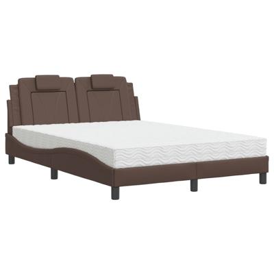 Bed met matras kunstleer bruin 140x190 cm