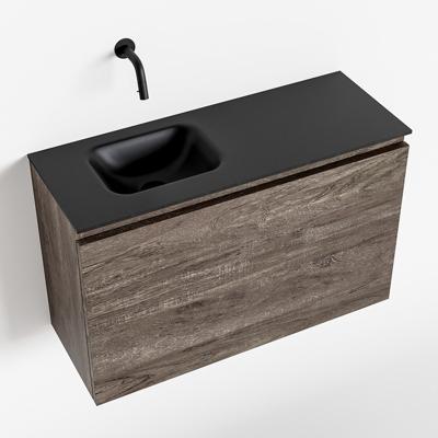MONDIAZ OLAN 80cm toiletmeubel dark brown. LEX wastafel urban links geen kraangat