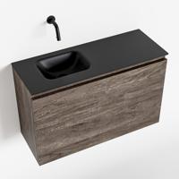 MONDIAZ OLAN 80cm toiletmeubel dark brown. LEX wastafel urban links geen kraangat - thumbnail