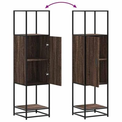 Hoge kast 35,5x35x139 cm bewerkt hout en metaal bruin eiken Hoge kast 35,5x35x139 cm bewerkt hout en metaal bruin eiken