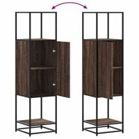 Hoge kast 35,5x35x139 cm bewerkt hout en metaal bruin eiken - thumbnail
