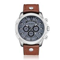 CAGARNY 6882 mode waterdichte polychromatische metalen shell quartz horloge met lederen armband - thumbnail