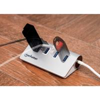 Manhattan 163767 USB 3.2 Gen 1-hub 4 poorten Met aluminium behuizing Wit - thumbnail