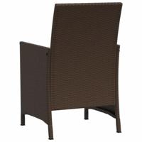 3-delige Bistroset met kussens poly rattan bruin - thumbnail