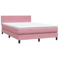 Boxspring met matras fluweel roze 140x220 cm - thumbnail