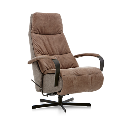 Relaxstoel E-100 Bruin Stof en Leer Relaxstoel E-100 Bruin Stof en Leer