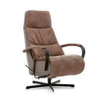 Relaxstoel E-100 Bruin Stof en Leer - thumbnail