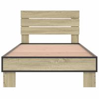 Bedframe bewerkt hout metaal sonoma eikenkleurig 90x190 cm - thumbnail