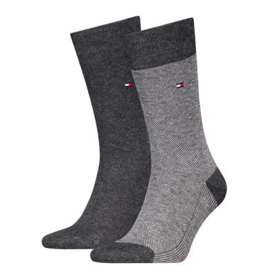 Tommy Hilfiger Sokken Heren Birdseye 2-pack Antraciet-43/46