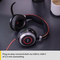 Jabra Evolve 80 UC Wired Stereo Over-Ear Headset – Unified Communications Optimised Headphones With Active Noise Cancellation – USB and 3.5 mm Jack Connections – Black - thumbnail