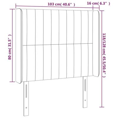 Hoofdbord met randen 103x16x118/128 cm stof crèmekleurig
