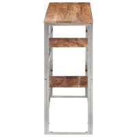 Wandtafel roestvrij staal en massief acaciahout zilverkleurig - thumbnail