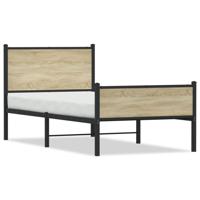 Bedframe hoofd- en voeteneinde metaal sonoma eiken 100x190 cm - thumbnail