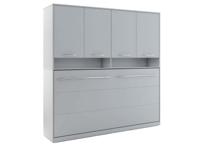 Opklapbed CONCEPTION 90x200 cm mat grijs (horizontaal) met opzetkast en matras - thumbnail