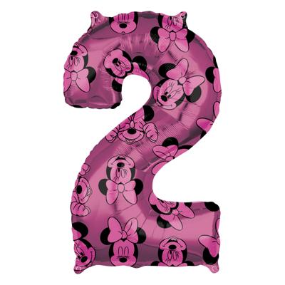Folieballon Cijfer 2 Minnie Mouse Roze (66cm)