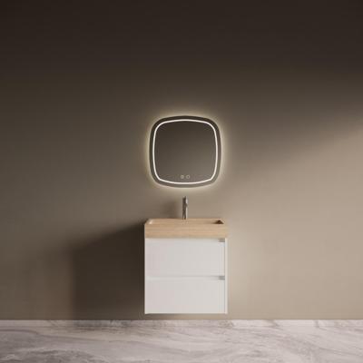 Badmeubelset Riga Travertin met Wastafel 60 cm Mat Wit Badmeubelset Riga Travertin met Wastafel 60 cm Mat Wit