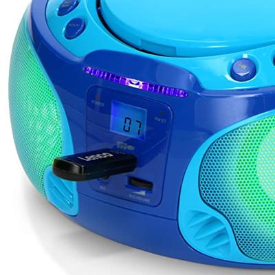 Draagbare FM Radio CD/MP3/USB Microfoon & Lichteffecten Blauw Draagbare FM Radio CD/MP3/USB Microfoon & Lichteffecten Blauw