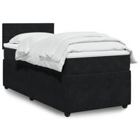 Boxspring met matras fluweel zwart 90x190 cm - thumbnail