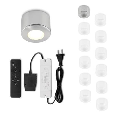 Set Led opbouwspot met afstandsbediening Parma zilver 3W dimbaar IP44 1-12 stuks