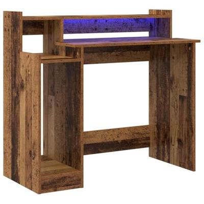 Bureau met bureaulampen Oud hout 97 x 45 x 90 cm Bewerkt hout