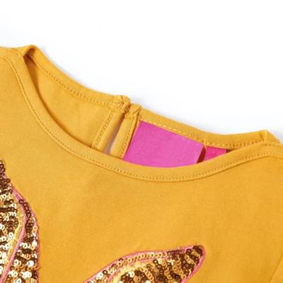 Kindershirt met lange mouwen konijnenprint 128 okerkleurig - thumbnail