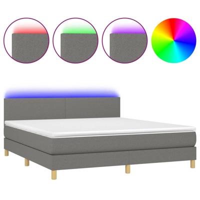 Boxspring met matras en LED stof donkergrijs 160x200 cm