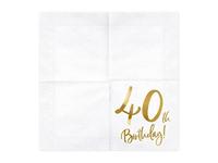 Servetten 40th Birthday Goud - 20 Stuks - thumbnail
